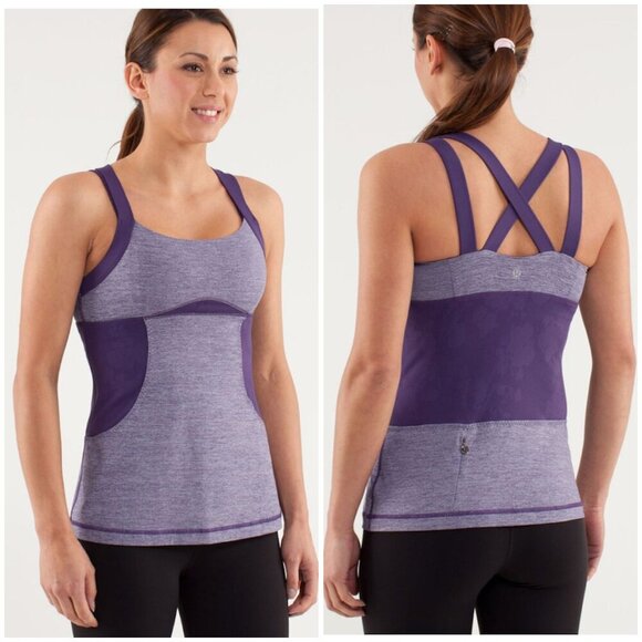 Lululemon sz 8 - Chataranga Tank in Concord Grape (Purple) - Luxtreme Cross Back - Picture 1 of 9